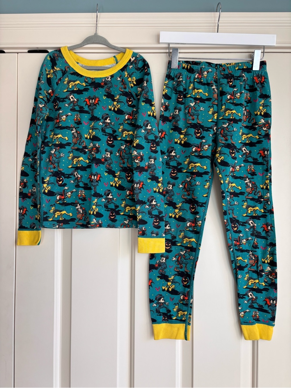 Disney Teal Kids Halloween Character Pajama Set with Yellow Trim